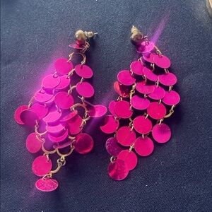 Chic Fuchsia Sequin Drop Earrings